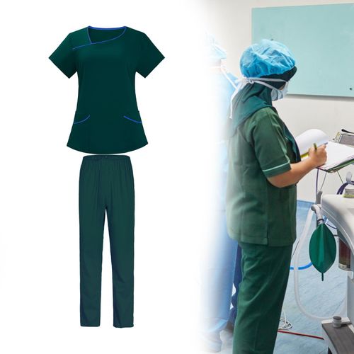 Women's Scrub Sets Elastic Scrubs Top And Pants M Size