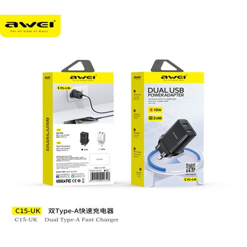 Awei C15-UK 10W Charger - Black/White