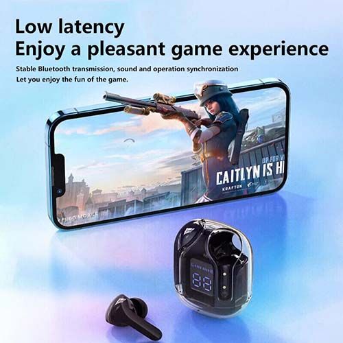 Digital Display 5.3 Bluetooth Headset Stereo Transparent Shell-Black
