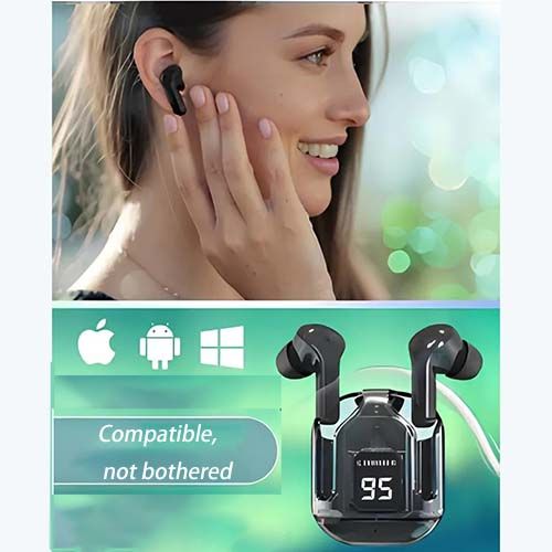 Digital Display 5.3 Bluetooth Headset Stereo Transparent Shell-Black