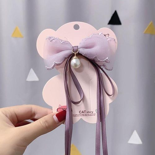 Bow Hair Clip Elegant Cute Long Ribbon Hair Pin For Women