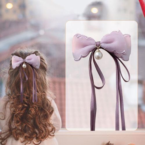 Bow Hair Clip Elegant Cute Long Ribbon Hair Pin For Women
