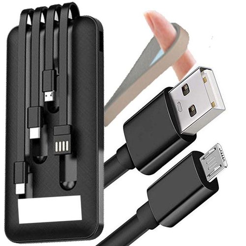 10000mAh 5 IN 1 Portable Power Bank Charger With Fast USB Cables-Black/White