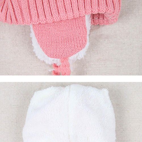 Baby Kid Winter Knitted Earmuffs Beanie Cap Scarf Set Children Cartoon Bear Hat New NO5271
