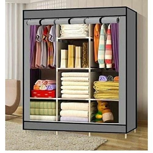 Portable Wardrobe 3 Column Grey