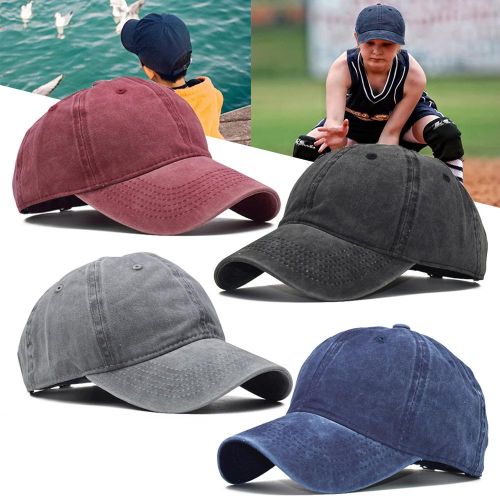 Kids Baseball Hat Washed Style Plain Baseball Cap Curved Brim Sun Caps for Outdoor Baseball Caps NO5271
