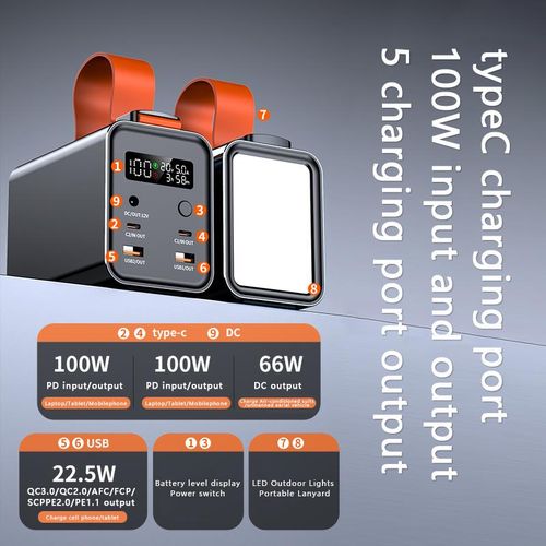 SIMI Powerbank 60000mAh Type C Fast Charging 100W 66W 22.5W-Silver