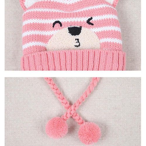 Baby Kid Winter Knitted Earmuffs Beanie Cap Scarf Set Children Cartoon Bear Hat New NO5273