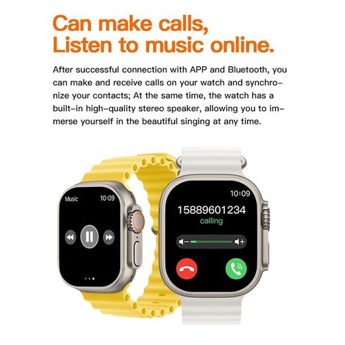 TiLECC T900 Ultra2 Smart Watch 2.19-inch High Bluetooth Call Intelligent IP67 Waterproof-White