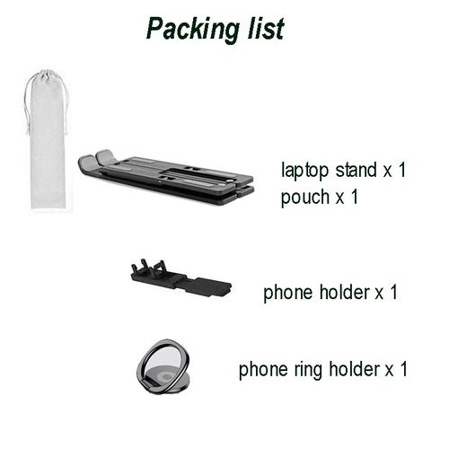 Foldable Portable Laptop Stand With Mobile Phone Stand 3 In 1 Black