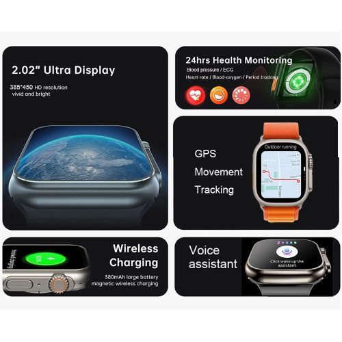 TiLECC Smart Watch Ultra 8 Door Access Unlock Smartwatch - Orange