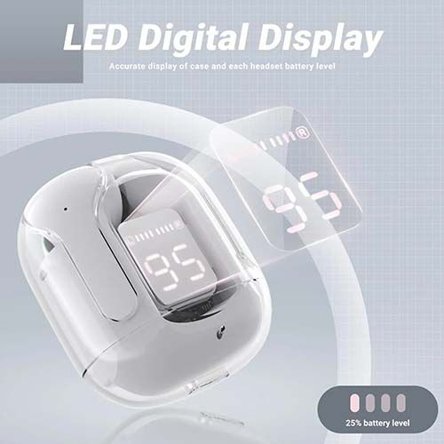 Digital Display 5.3 Bluetooth Headset Fashion Transparent Shell