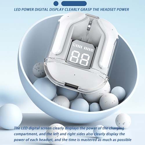 Digital Display 5.3 Bluetooth Headset Fashion Transparent Shell