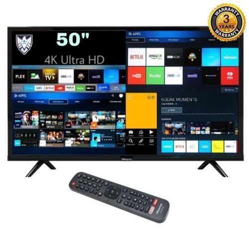 Hisense 50" Flat Screen TV of 2xUSB & 3xHDMI Ports, Smart 4K UHD - Black