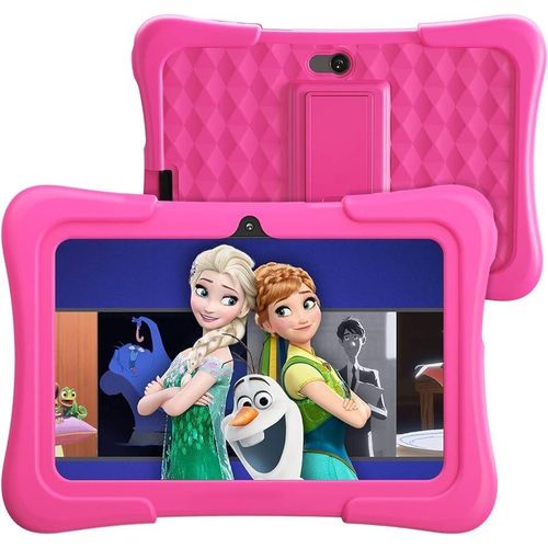 Atom Kids Tablets With 32GB Storage, 2GB RAM, 7 Inch IPS HD Display, Android 12, Quad Core Processor, Kidoz Pre Installed With Kid-Proof Case, Wi-Fi Only - Pink