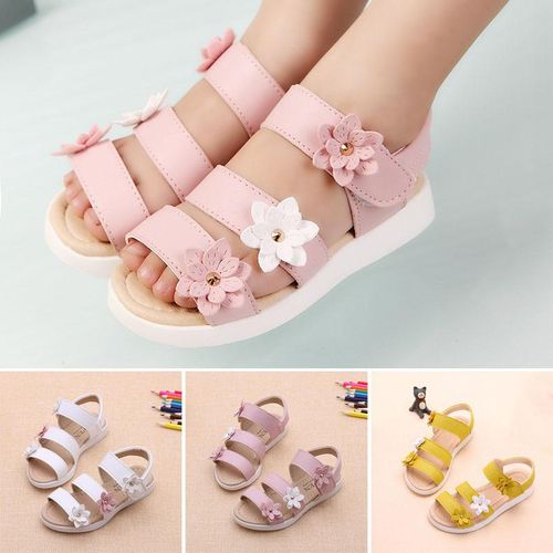 New Summer Beach Baby Girl Flat Sandals Strappy Flowers Kids Toddler Shoes NO5245