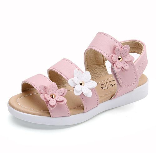 New Summer Beach Baby Girl Flat Sandals Strappy Flowers Kids Toddler Shoes NO5245