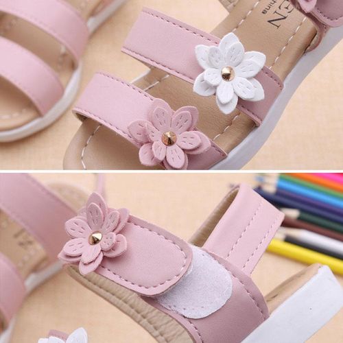 New Summer Beach Baby Girl Flat Sandals Strappy Flowers Kids Toddler Shoes NO5245