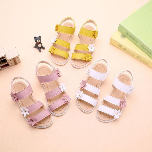 New Summer Beach Baby Girl Flat Sandals Strappy Flowers Kids Toddler Shoes NO5245