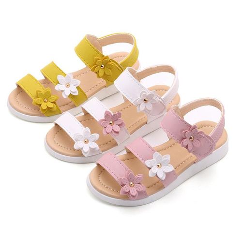 New Summer Beach Baby Girl Flat Sandals Strappy Flowers Kids Toddler Shoes NO5245