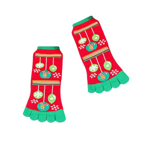 Christmas Cartoon Santa Snowman Print Multicolor Toe Socks Five Finger Cotton Funny Socks New,Balloon NO5114
