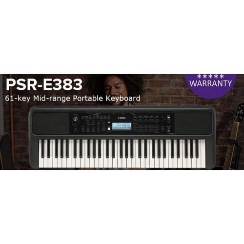 Yamaha PSR-E383 Digital Keyboard Year 2025 Design Piano LED Display With 650 Voices Latest Design With Versatile Functions - Black