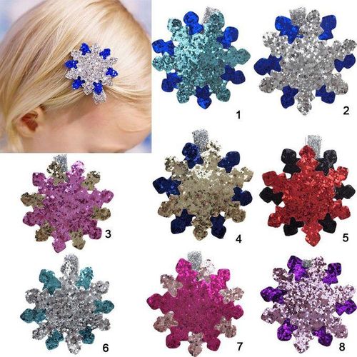1Pc Sequins Snowflake Hair Clip Barrettes Hairpin Kids Girl