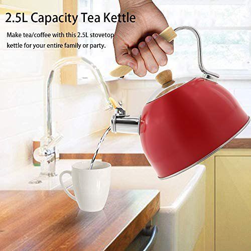 Kaisa Villa 2.5 Litre Stovetop Teapot Stainless Steel Whistling Tea Kettle- Multi-colours.