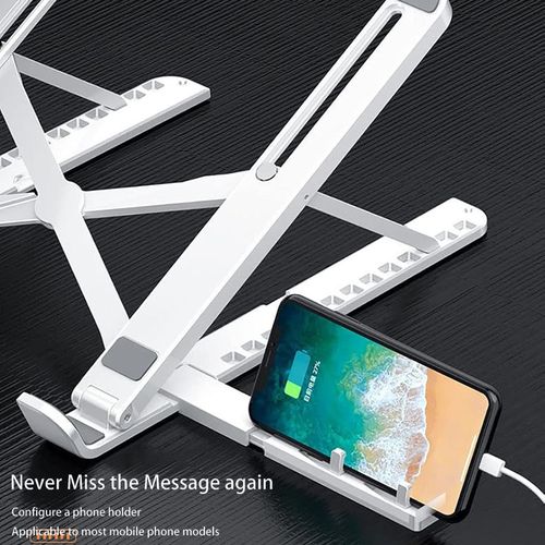 Foldable Portable Laptop Stand With Mobile Phone Stand 3 In 1 White