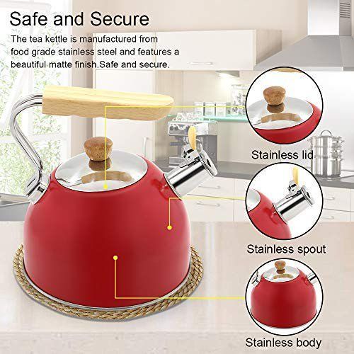 Kaisa Villa 2.5 Litre Stovetop Teapot Stainless Steel Whistling Tea Kettle- Multi-colours.