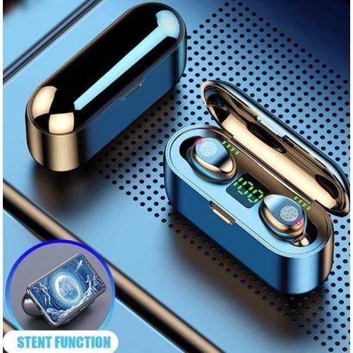 F9 Bluetooth Wireless Earphone With 2000mAh Battery-Black Zw