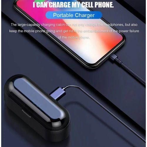 F9 Bluetooth Wireless Earphone With 2000mAh Battery-Black Zw