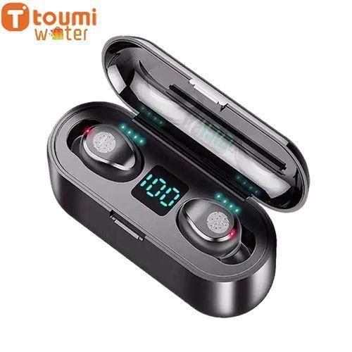 F9 Bluetooth Wireless Earphone With 2000mAh Battery-Black Zw