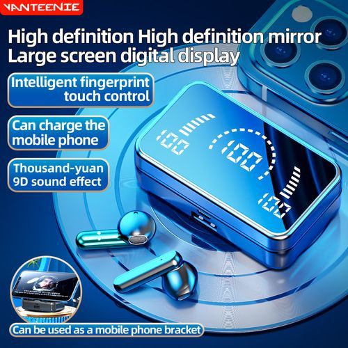 TiLECC Wireless Bluetooth Earphone S20 Touch LED Stereo Audio Black