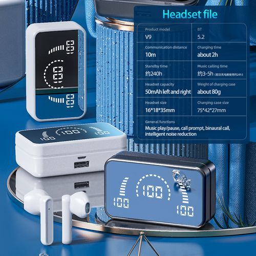 TiLECC Wireless Bluetooth Earphone S20 Touch LED Stereo Audio Black