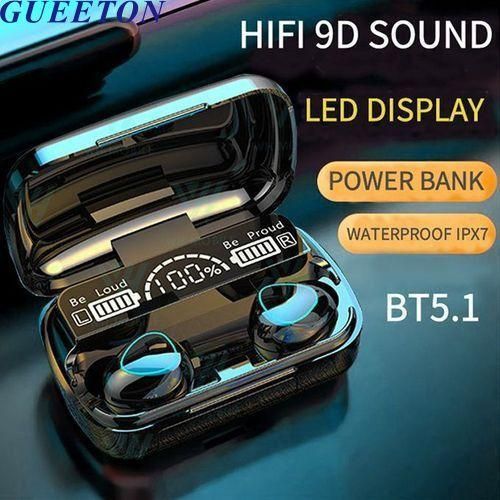 Wireless Headset Bluetooth Earphone Touch Control  - Black