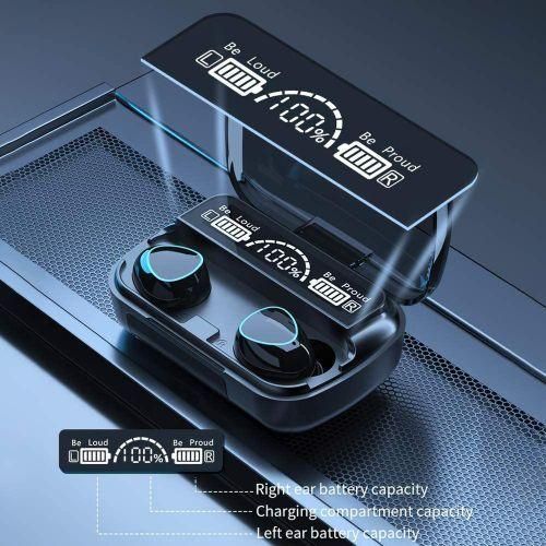 Wireless Headset Bluetooth Earphone Touch Control  - Black
