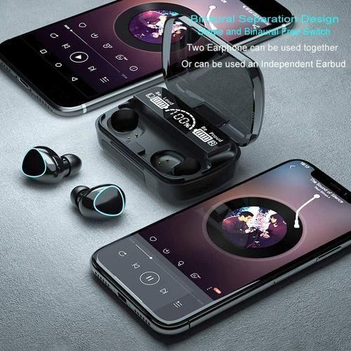 Wireless Headset Bluetooth Earphone Touch Control  - Black