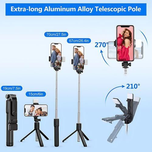 Bluetooth Selfie Stick Tripod + Fill Light +Shutter Remote