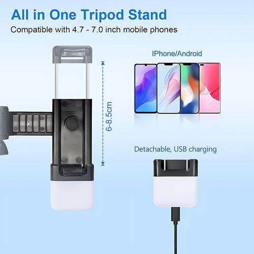 Bluetooth Selfie Stick Tripod + Fill Light +Shutter Remote