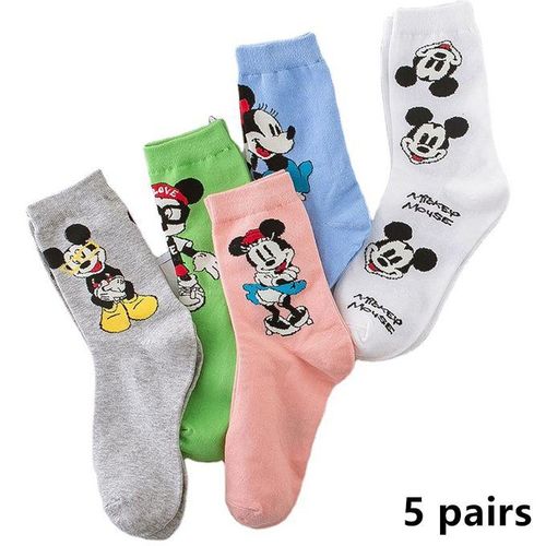 Cotton 10 Mickey Socks Pieces = Minnie Pairs 5 Mouse Women