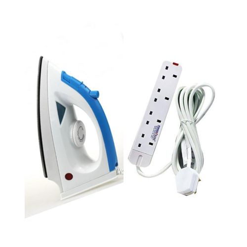 4 Way Power King Extension Cable And Steam Flat Iron - Blue, White