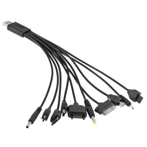 Original Accessories 10 In 1 Universal Cell Phone USB Charger Cable With Ten Charging Line Connector - Black