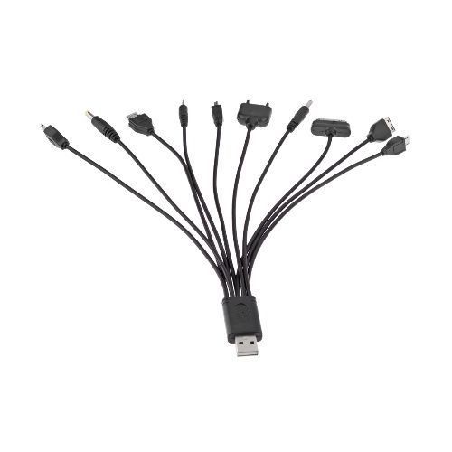 Original Accessories 10 In 1 Universal Cell Phone USB Charger Cable With Ten Charging Line Connector - Black
