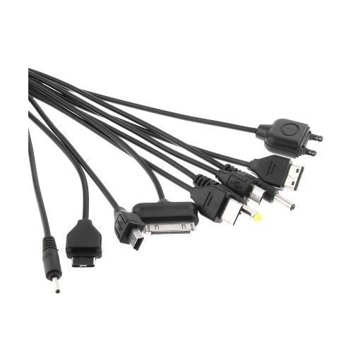 Original Accessories 10 In 1 Universal Cell Phone USB Charger Cable With Ten Charging Line Connector - Black