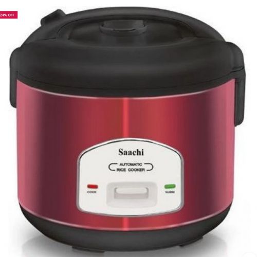 Saachi Bundle Of Flask 2L,Rice Cooker 1.8 L-Silver & Red
