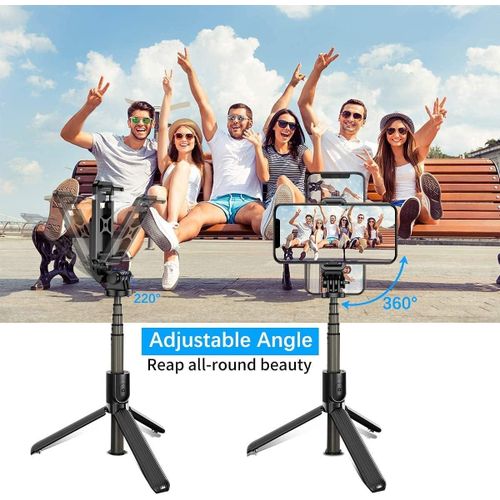 Selfie Stick with  Handheld Tripod with Detachable Wireless Remote and Mini Tripod Stand Portable Selfie Stick P60 Plus-Black