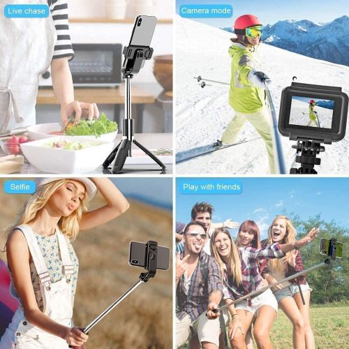 Selfie Stick with  Handheld Tripod with Detachable Wireless Remote and Mini Tripod Stand Portable Selfie Stick P60 Plus-Black