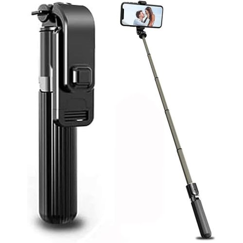 Selfie Stick with  Handheld Tripod with Detachable Wireless Remote and Mini Tripod Stand Portable Selfie Stick P60 Plus-Black
