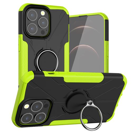 Phone Case Armor Bear Shockproof PC + TPU Protective With Ring Holder For IPhone 13-Green